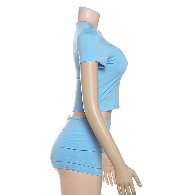 Sexy Crop Top and Bodycon Shorts Set