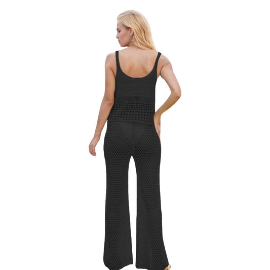 Short beach vest cutout pants solid color suit