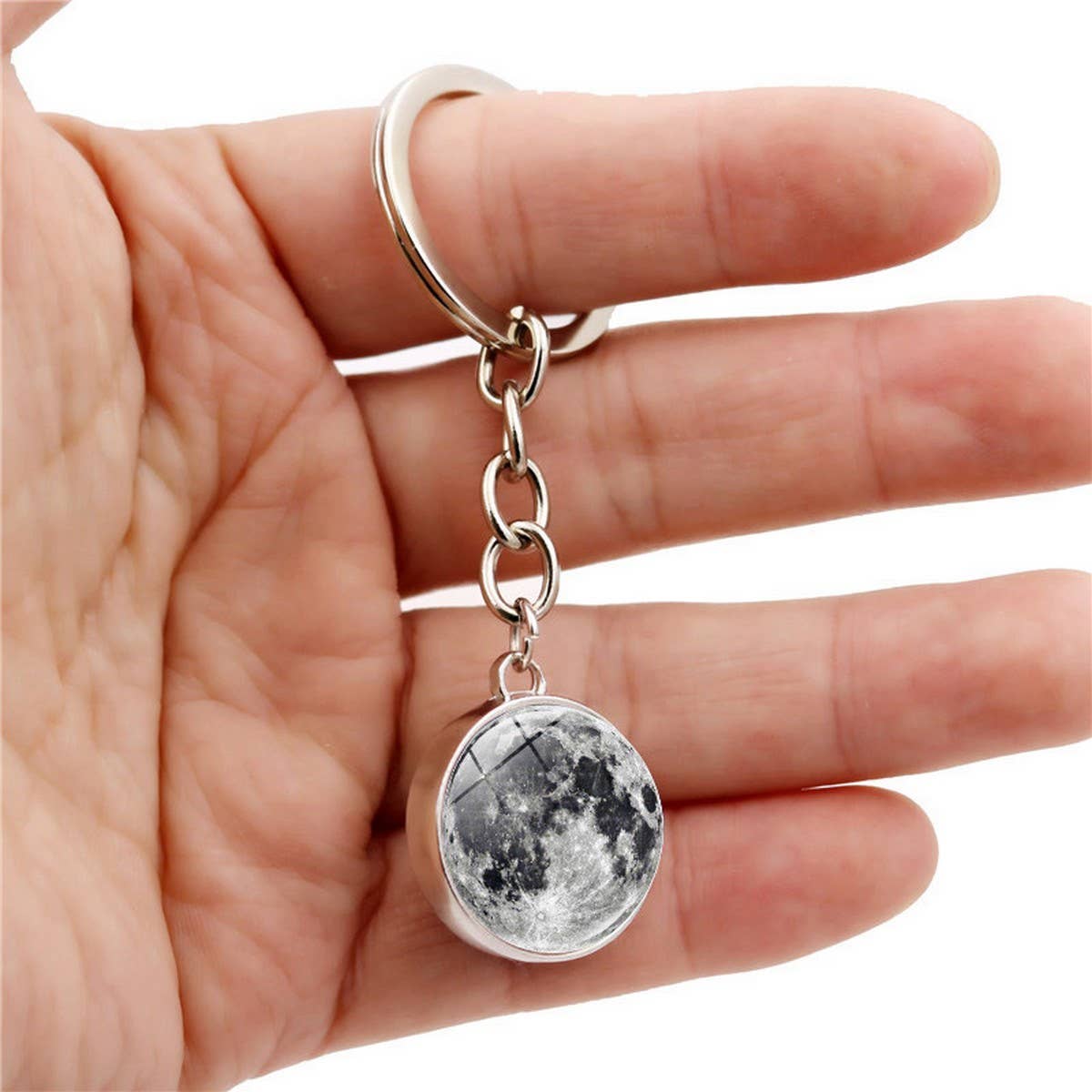 DOUBLE SIDED GLASS BALL KEYCHAIN PENDANT JEWELRY