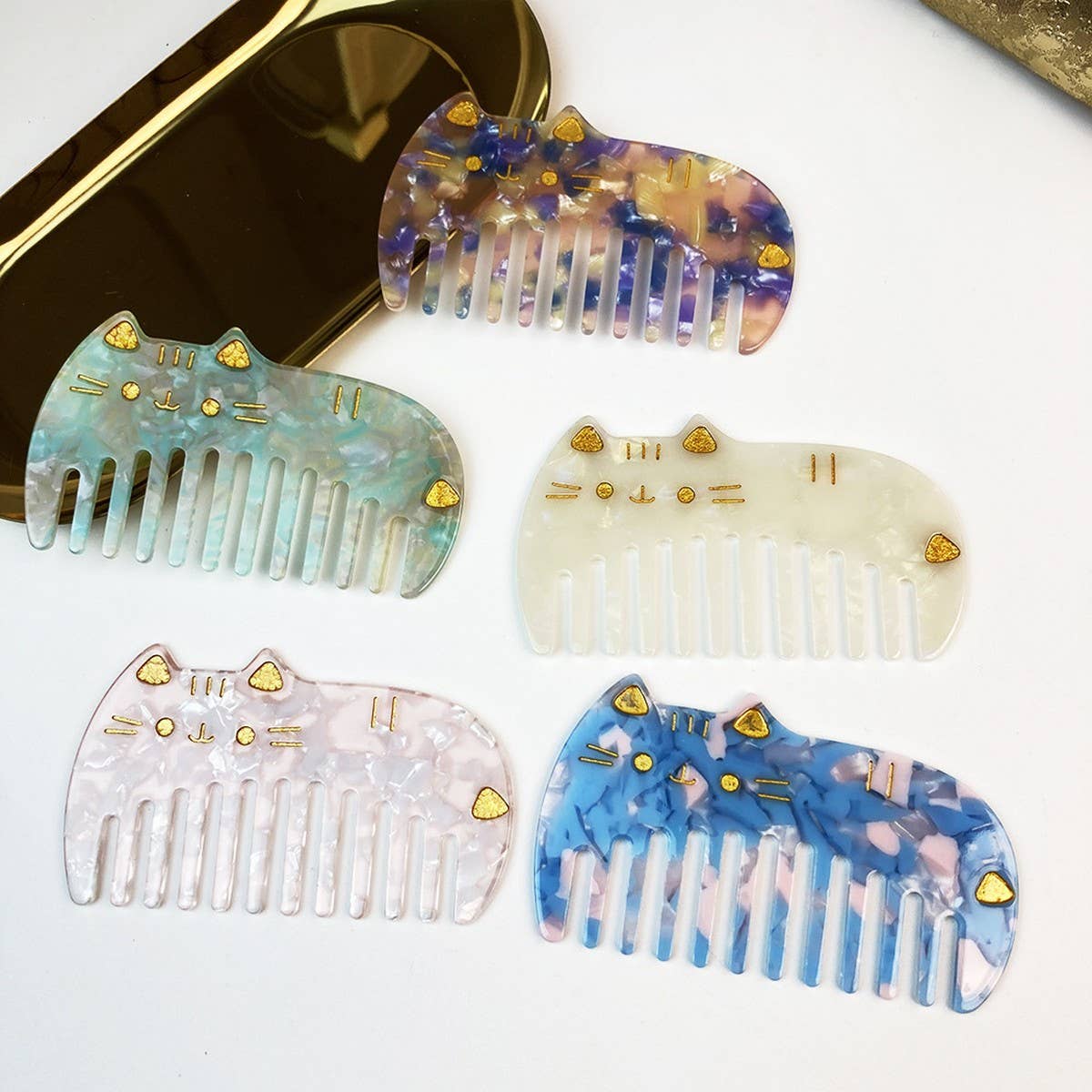 Cat Acetate Wide ToothComb Retro AntiStaticHairComb_CWMM6439