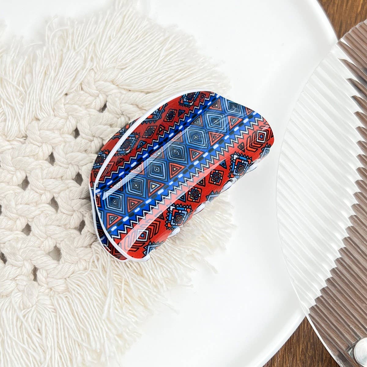 Bohemian Polka Dot Acrylic Hair Claw Unique Design_CWAHA2074