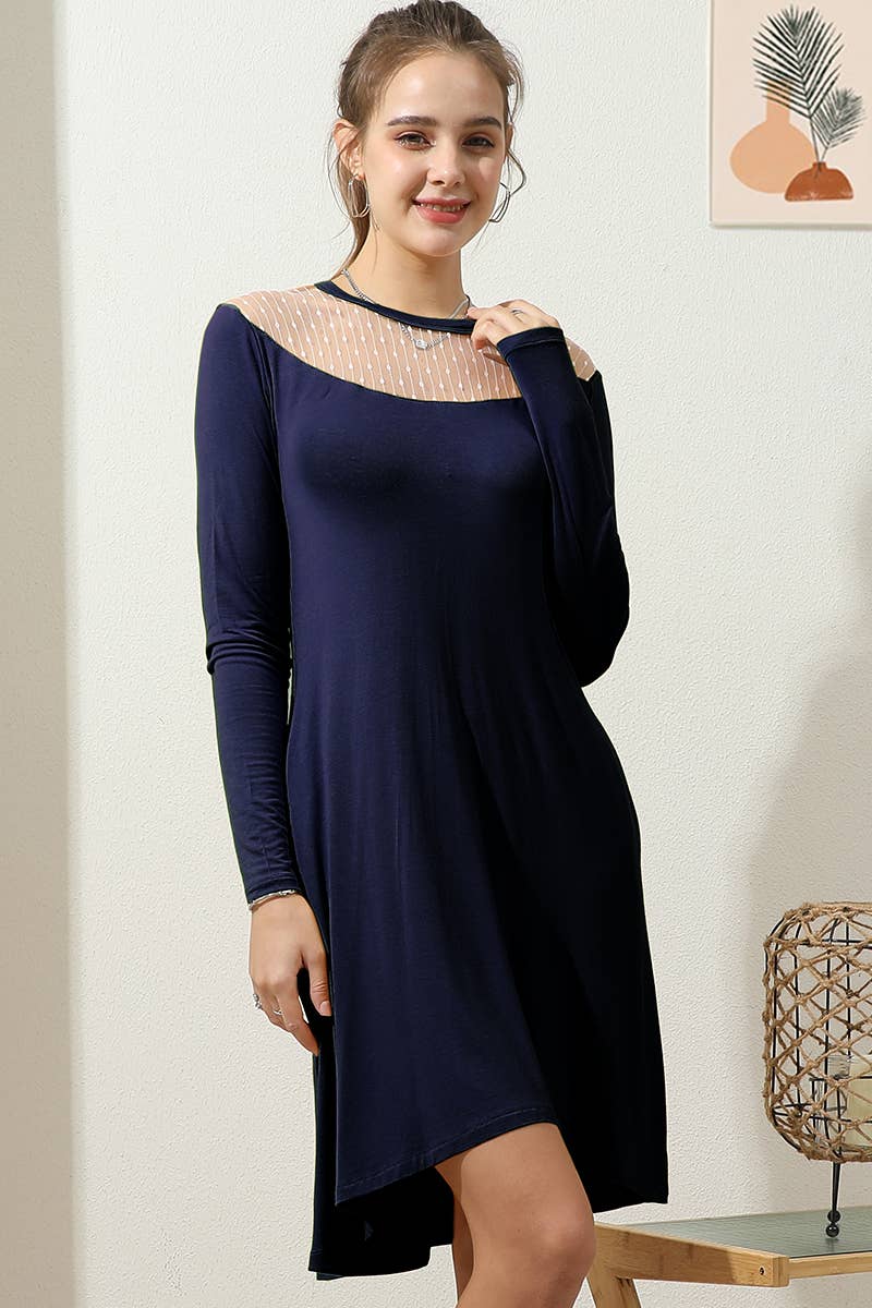 CWDMD787_LACED SHORT SLEEVE A LINE SWING FLOUNCE MIDI DRESS