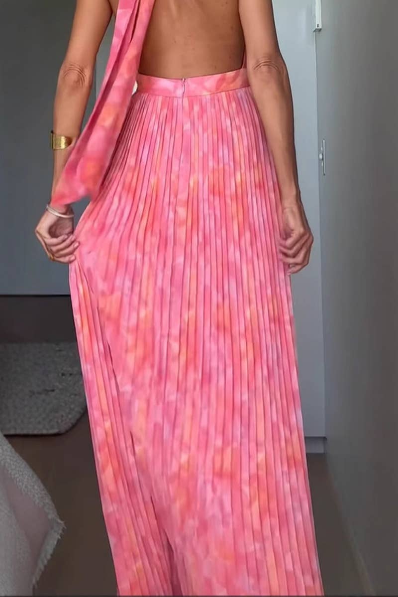 CWDMD5532_SUMMER NEW SEXY DEEP V STRAPPY BACKLESS DRESS