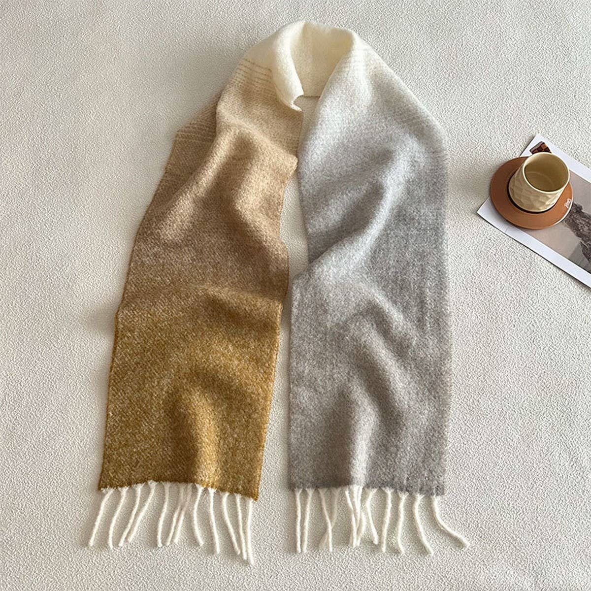 Gradient Wool Scarf ? Thick Soft Winter Wrap