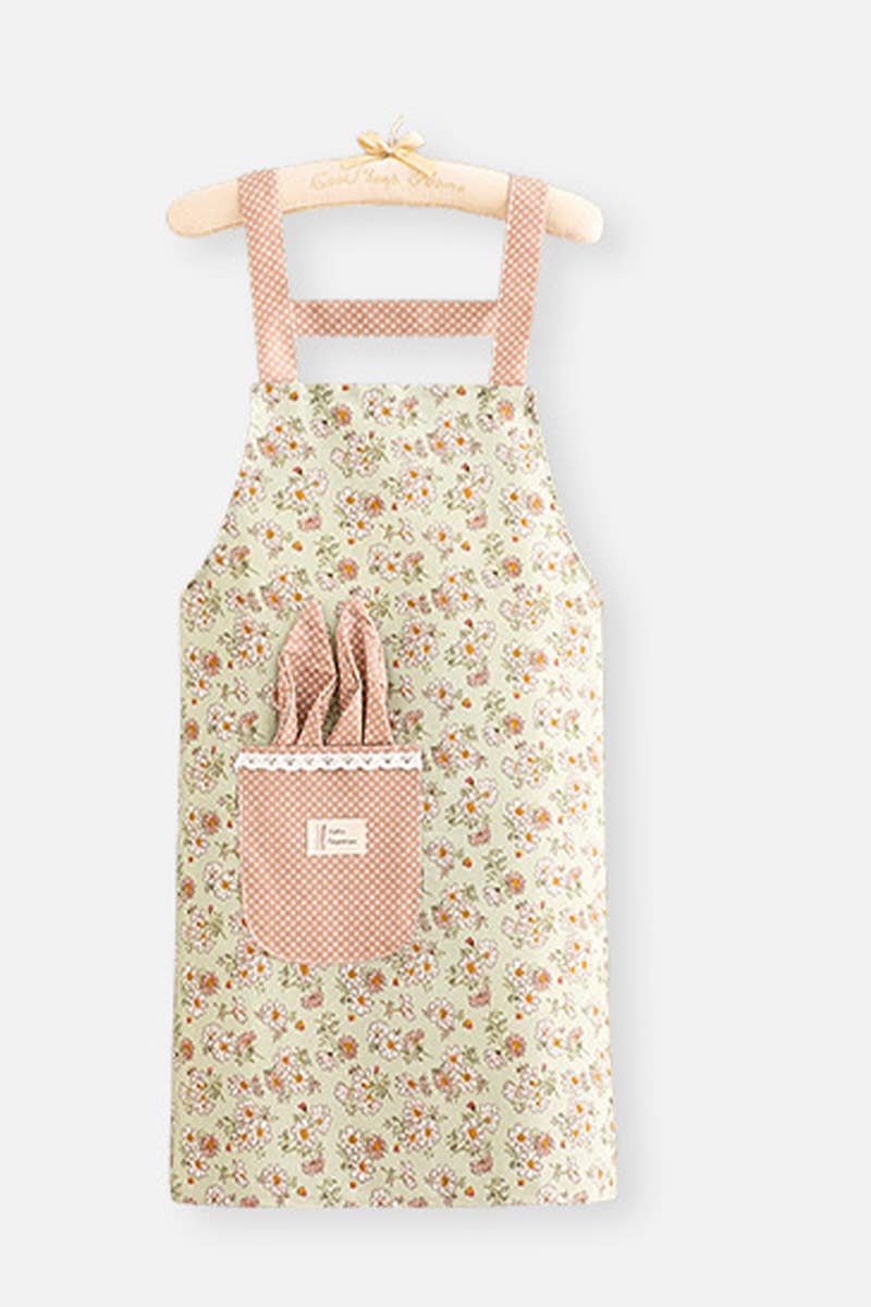 CWMM8271_HOUSEHOLD ANTI-OIL BREATHABLE FLORAL APRON COAT