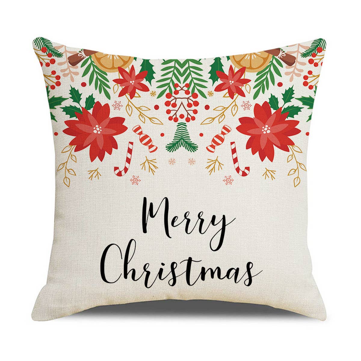CHRISTMAS FESTIVE FLOWERS AND LEAVES PILLOWCASE