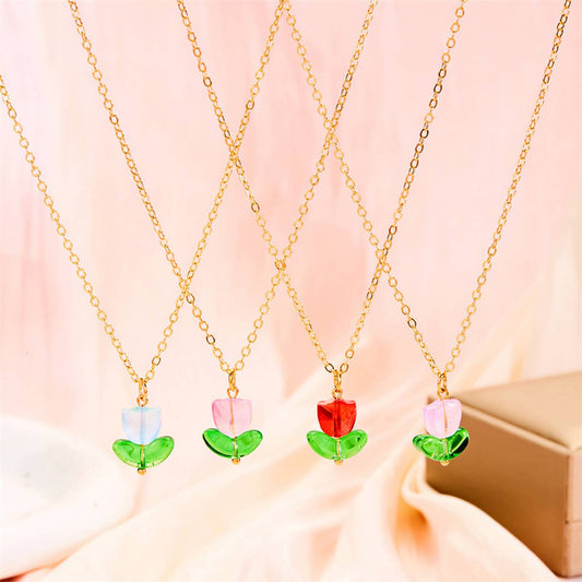 SIMPLE FLOWER TULIP NECKLACE_CWAJE2441