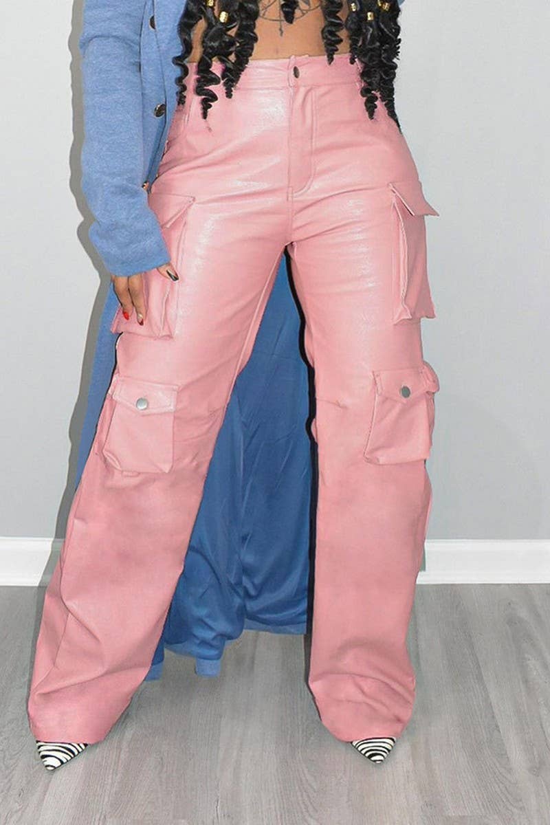 WOMEN HIGH WAIST MULTI POCKET SLIM FIT PANTS_CWBLP0282