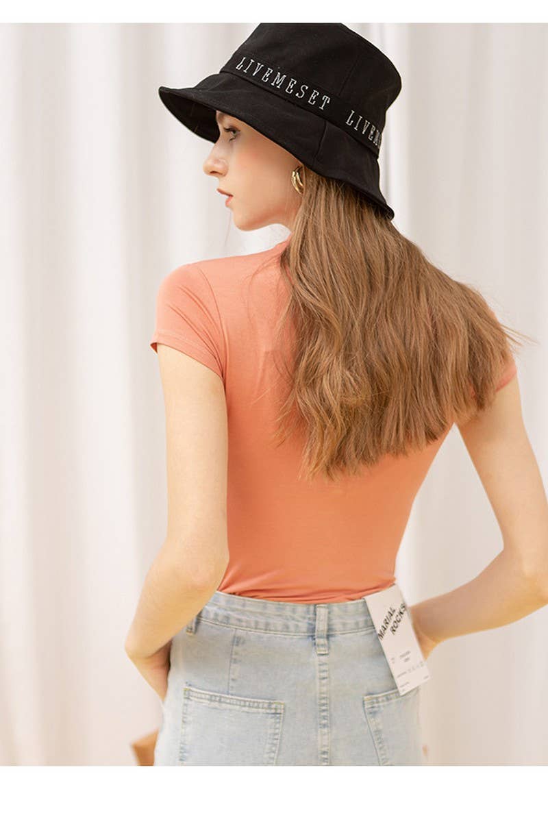 Cwtts0901_Half High Neck Modal Slim Short Sleeve