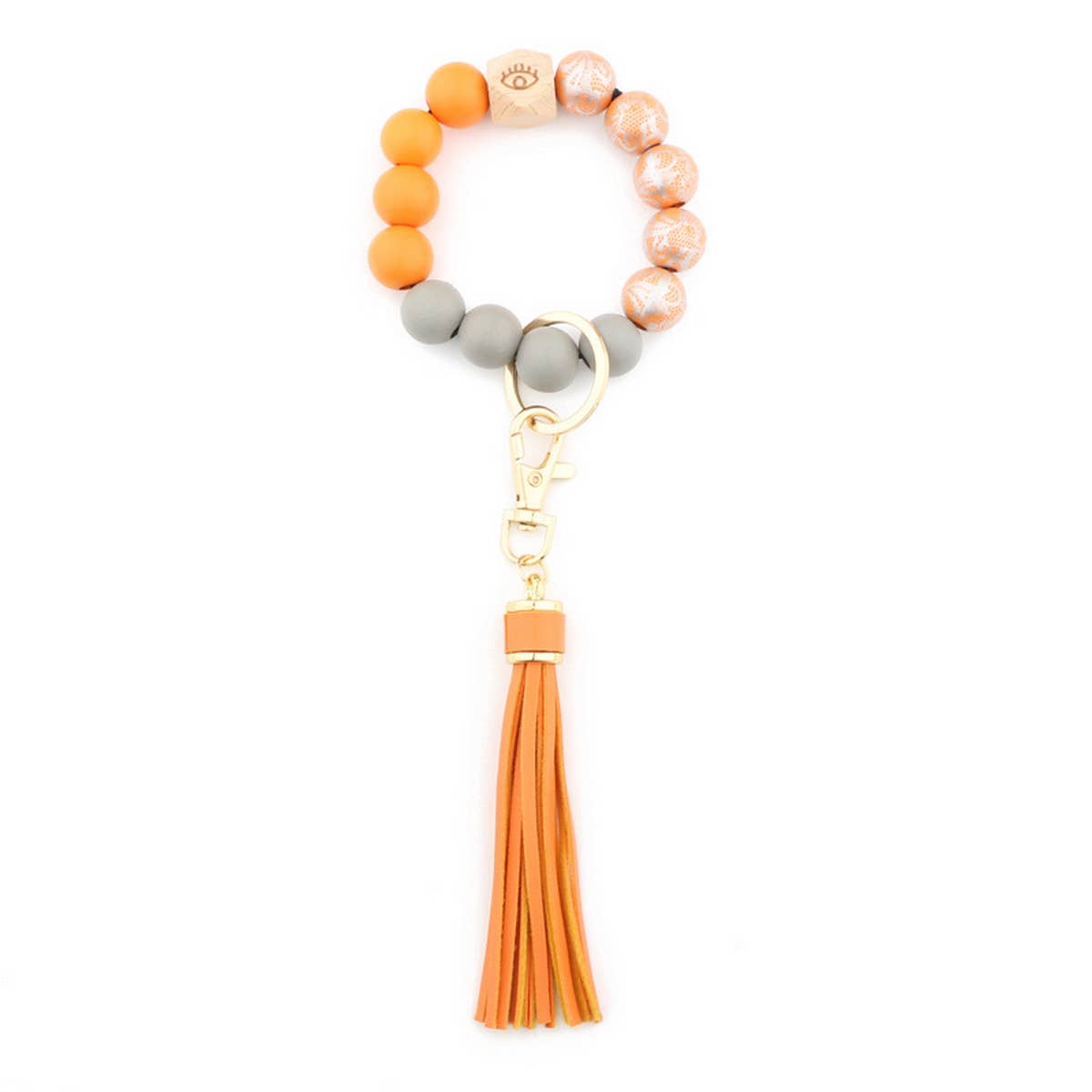 TASSEL PRINTED WOODEN BEAD KEYCHAIN
