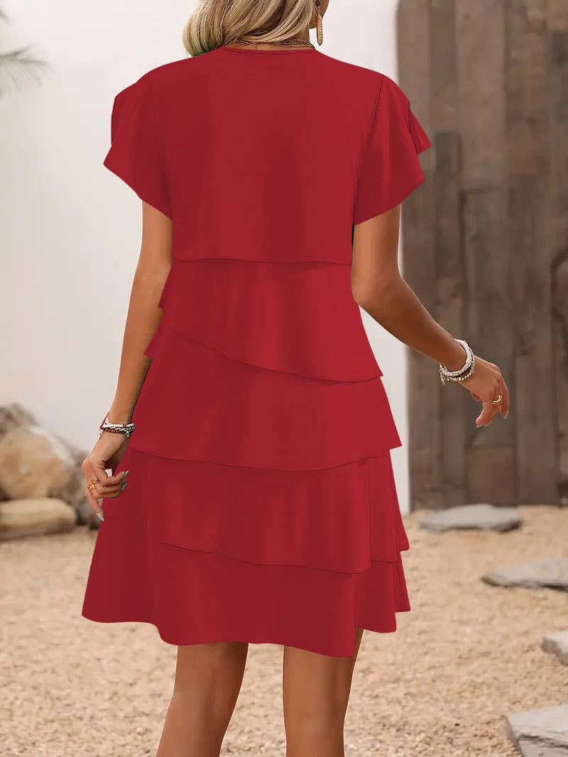 Temperament loose round neck flying sleeve dress