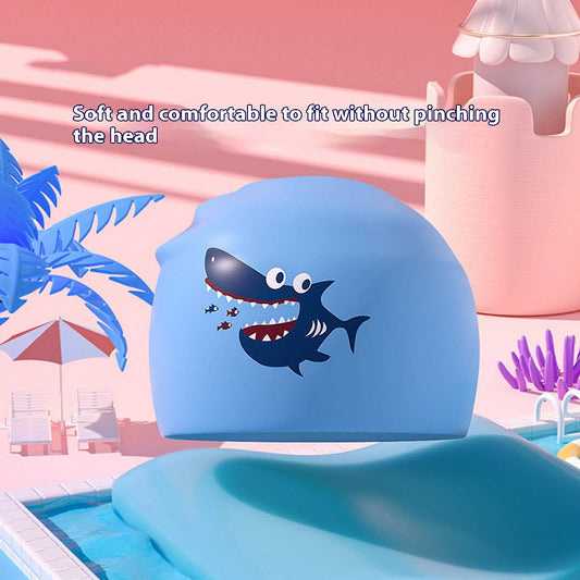 Boys' Silicone Swim Cap ??Cute Shark Print_CWMM6784