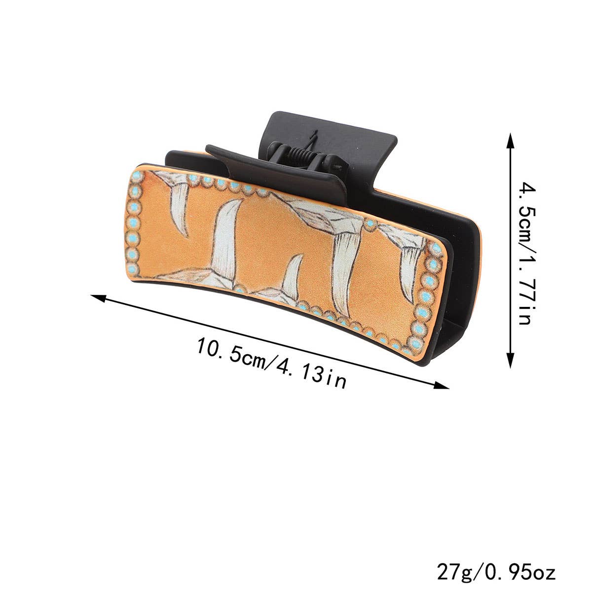 Western Cactus Sunflower Hair Claw - Leather Clip