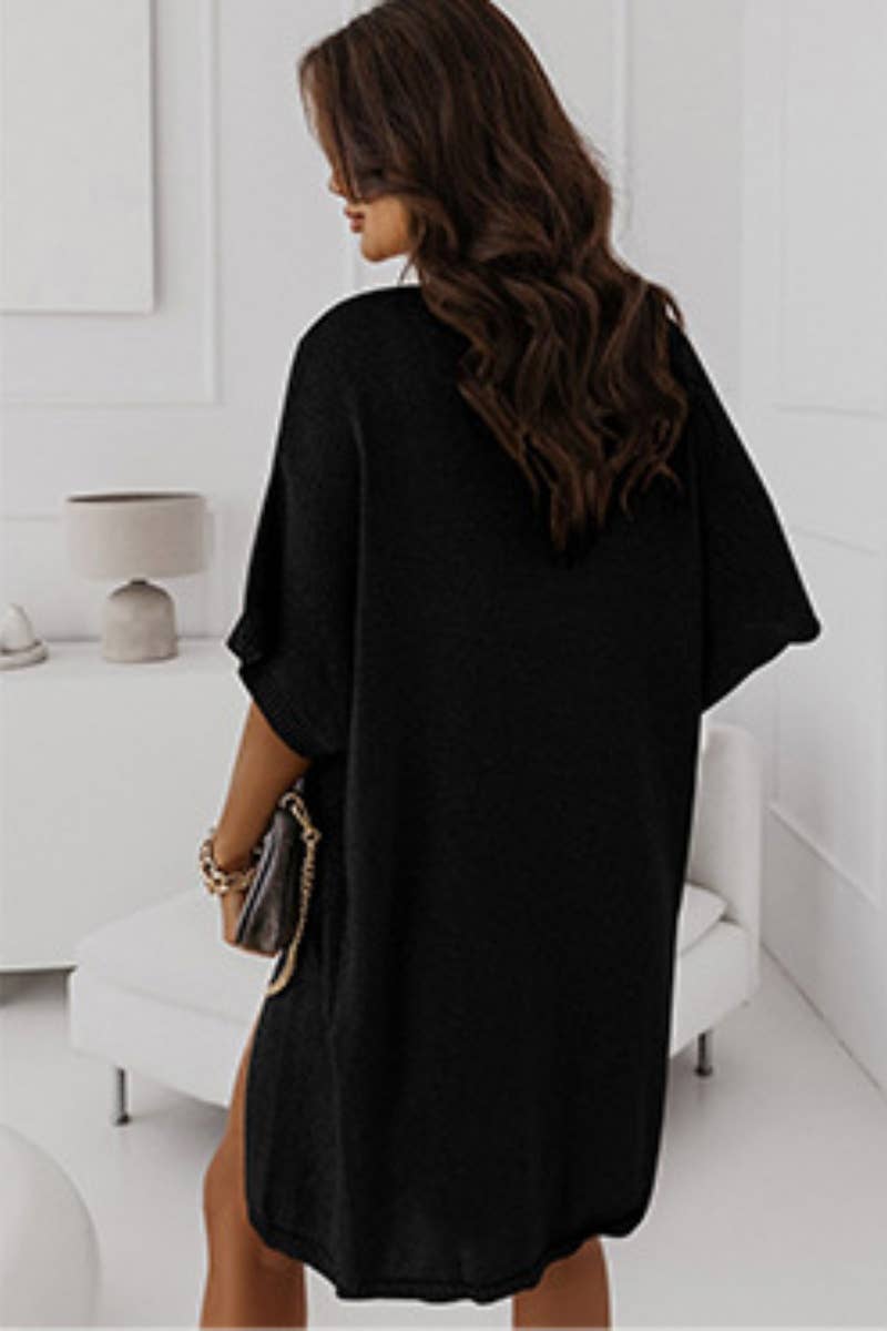 CWOCAS0053_AUTUMN SOLID COLOR SHORT SLEEVE LOOSE CARDIGAN