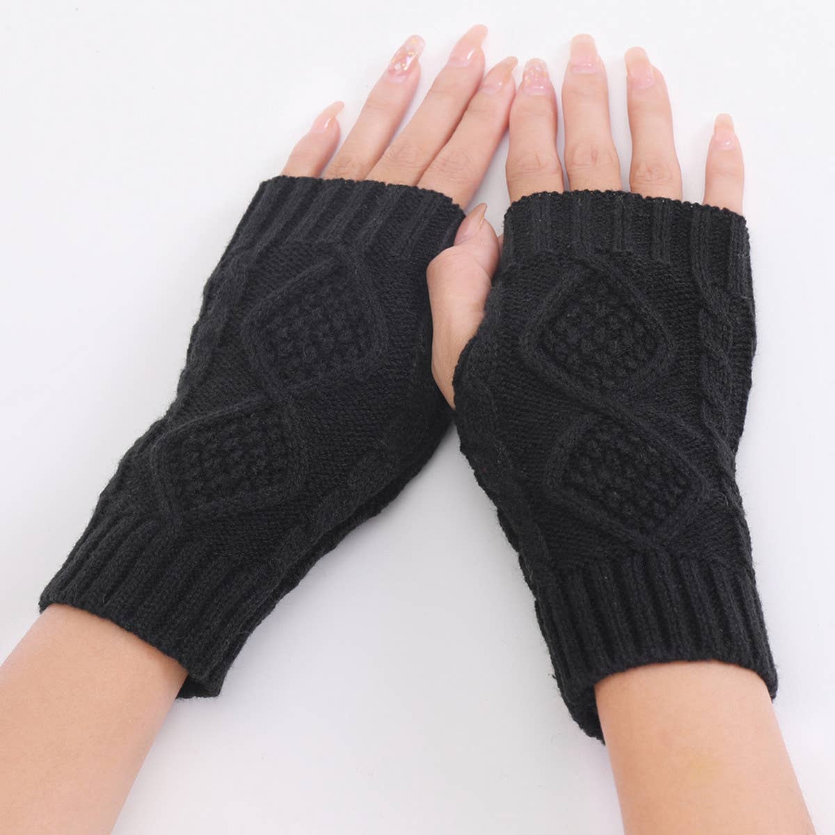 DIAMOND NEW KNITTED HALF FINGER GLOVES_CWAG0091