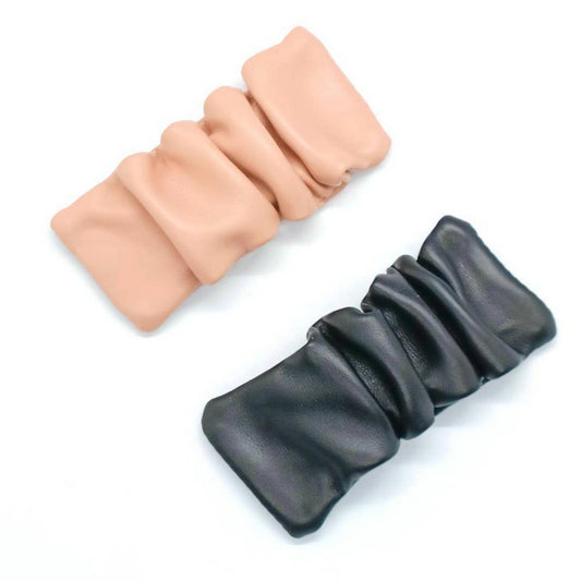 Soft Ruched PU Leather Sweet Side Hair Clip_CWAHA6364