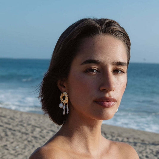 Trendy Gold Cloud Pearl Stainless Steel Earrings