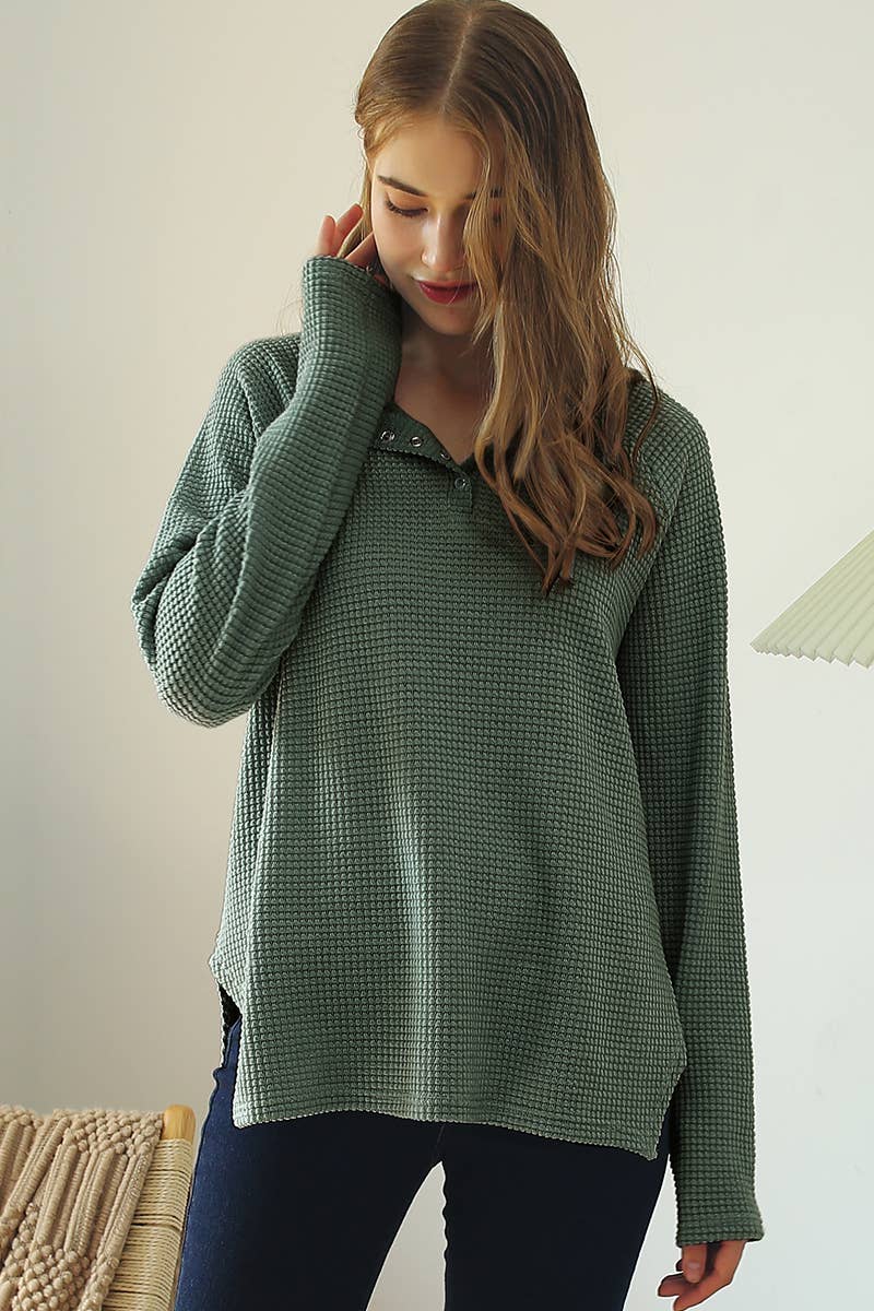 WOMEN SOLID KNIT SHIRT_CWTTL1418