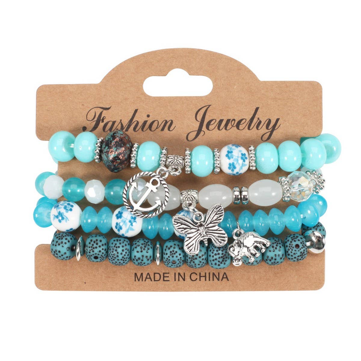 CWMM10444_BOHO BUTTERFLY ANCHOR ELEPHANT LAYERED BRACELETS