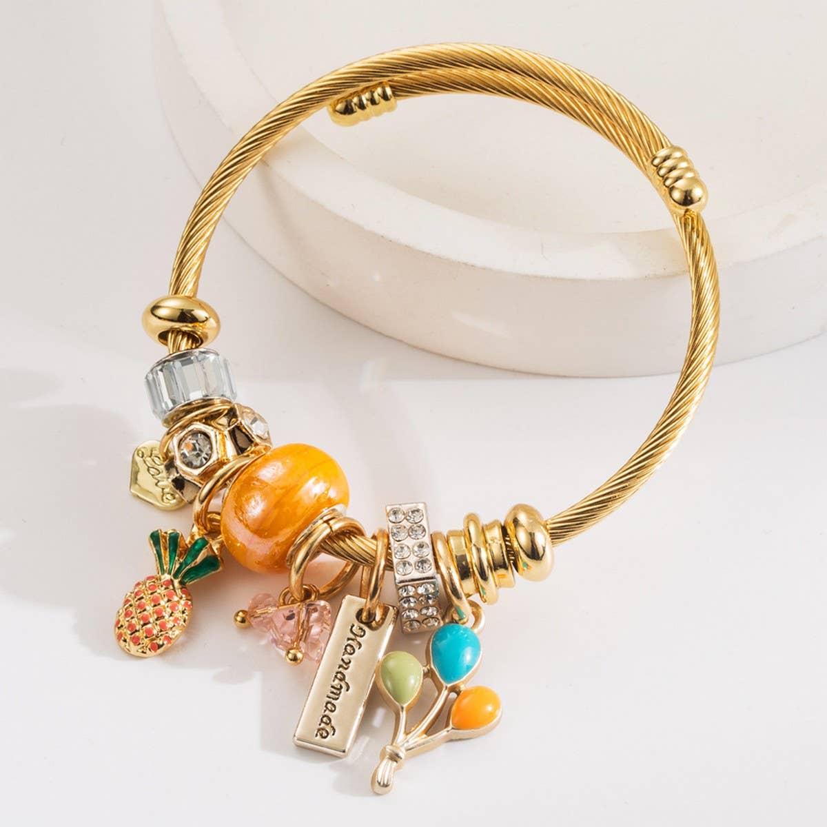Gold Stainless Steel Bracelet with PineappleBalloon