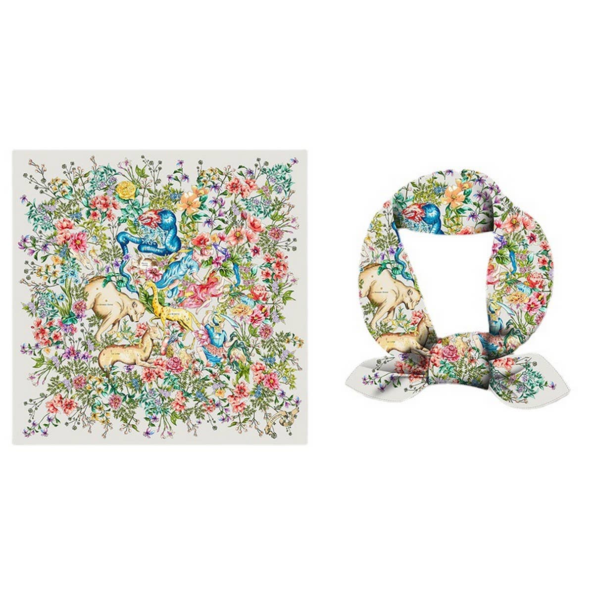 Elegant Floral Twill Satin Scarf for Shawl Wrap