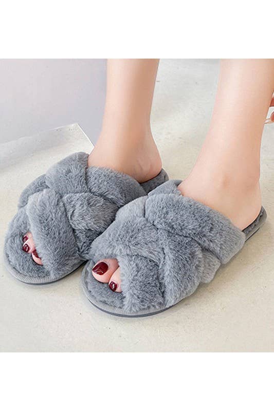 CROSS STRAP HOUSE SHOES COZY COMFY INDOOR SLIPPERS