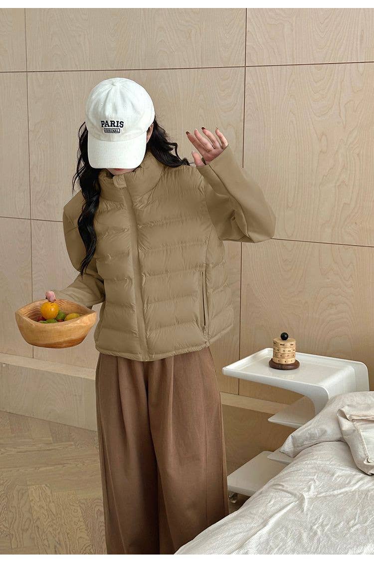 Short thin warm padded splicing padded jacket