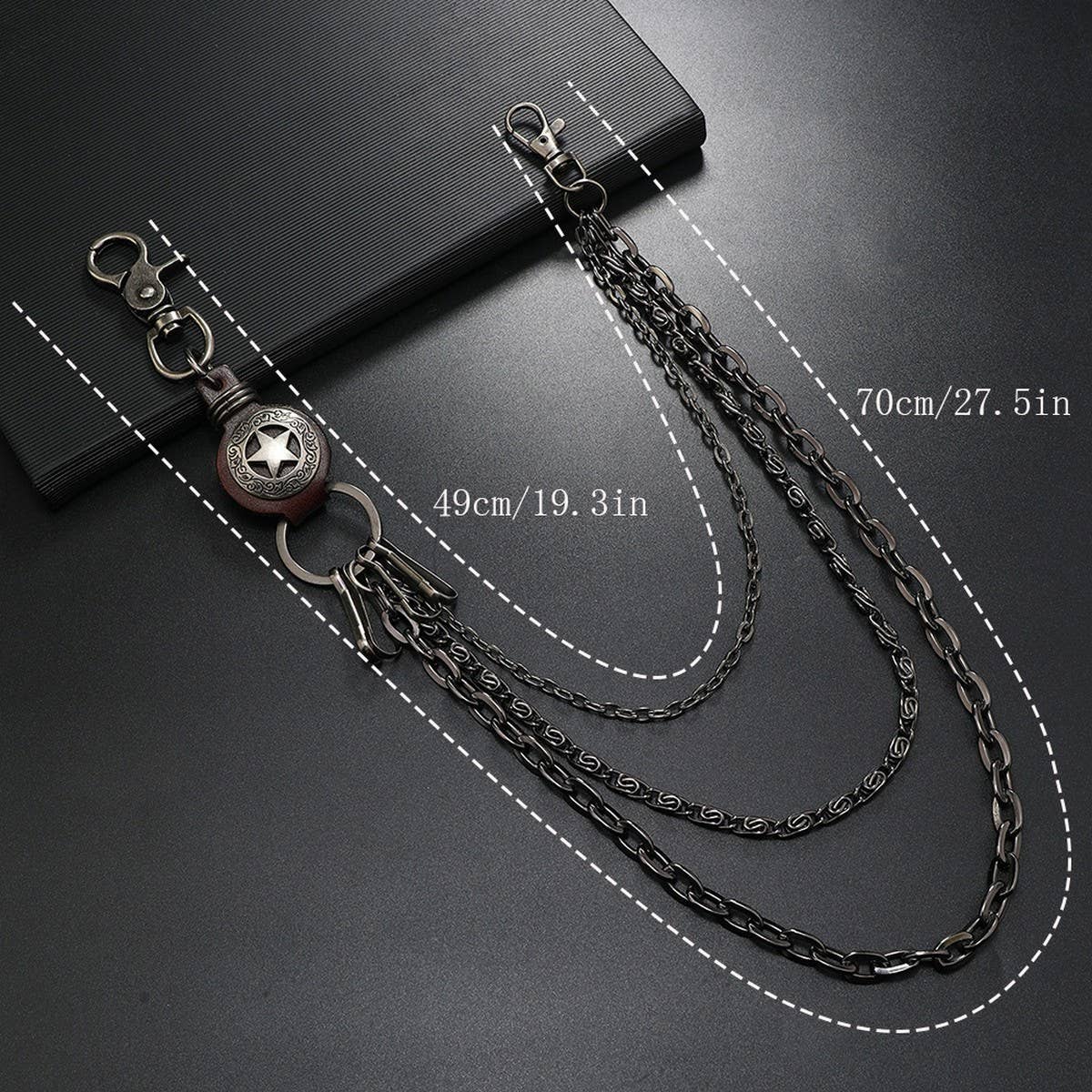VINTAGE FIVE-POINTED STAR LEATHER PANTS CHAIN