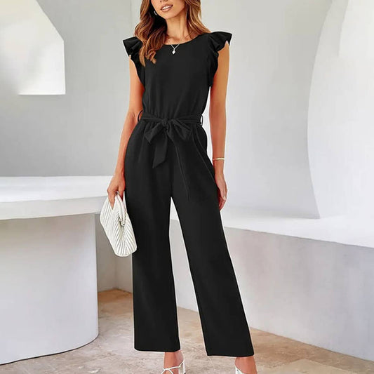 Woven lace-up jumpsuit_CWSJS0592