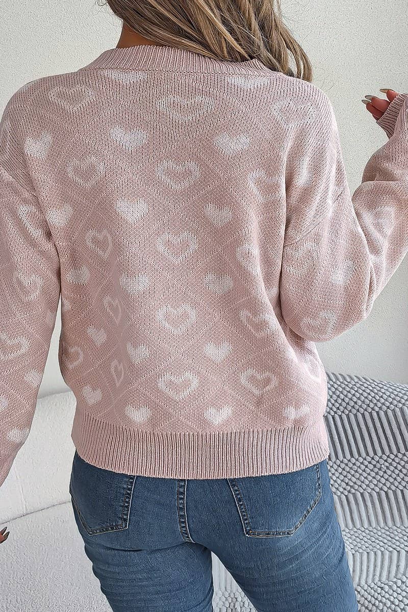 SWEET CONTRAST COLOR LOVE LANTERN SLEEVE SWEATER_CWOSWL2058