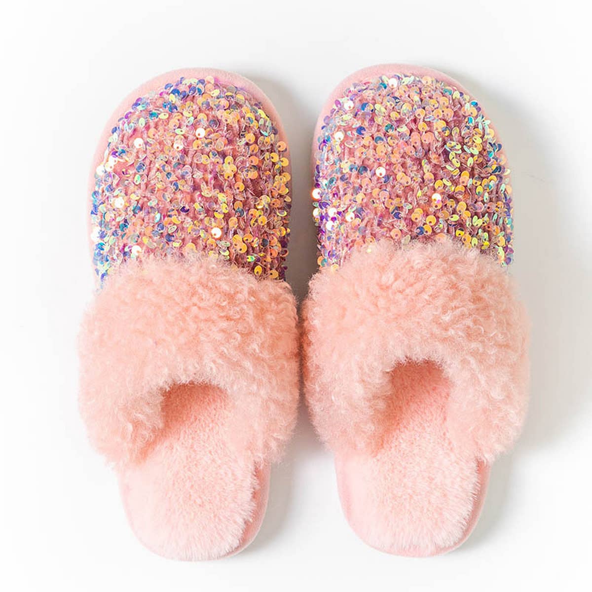 HOME FASHION SEQUINED PLUSH SLIPPERS_CWSHS0830