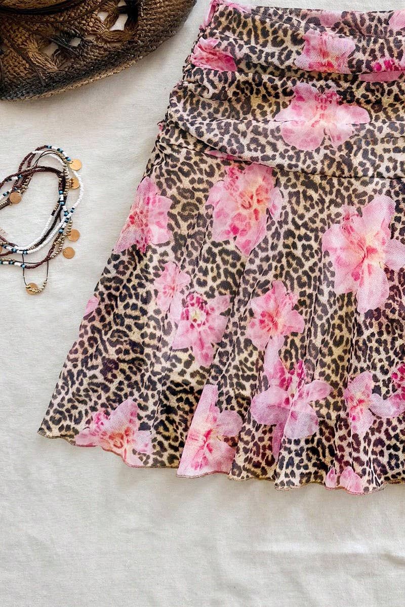 CWBSS0486_SUMMER HOLIDAY STYLE LEOPARD PRINT MINI SKIRT