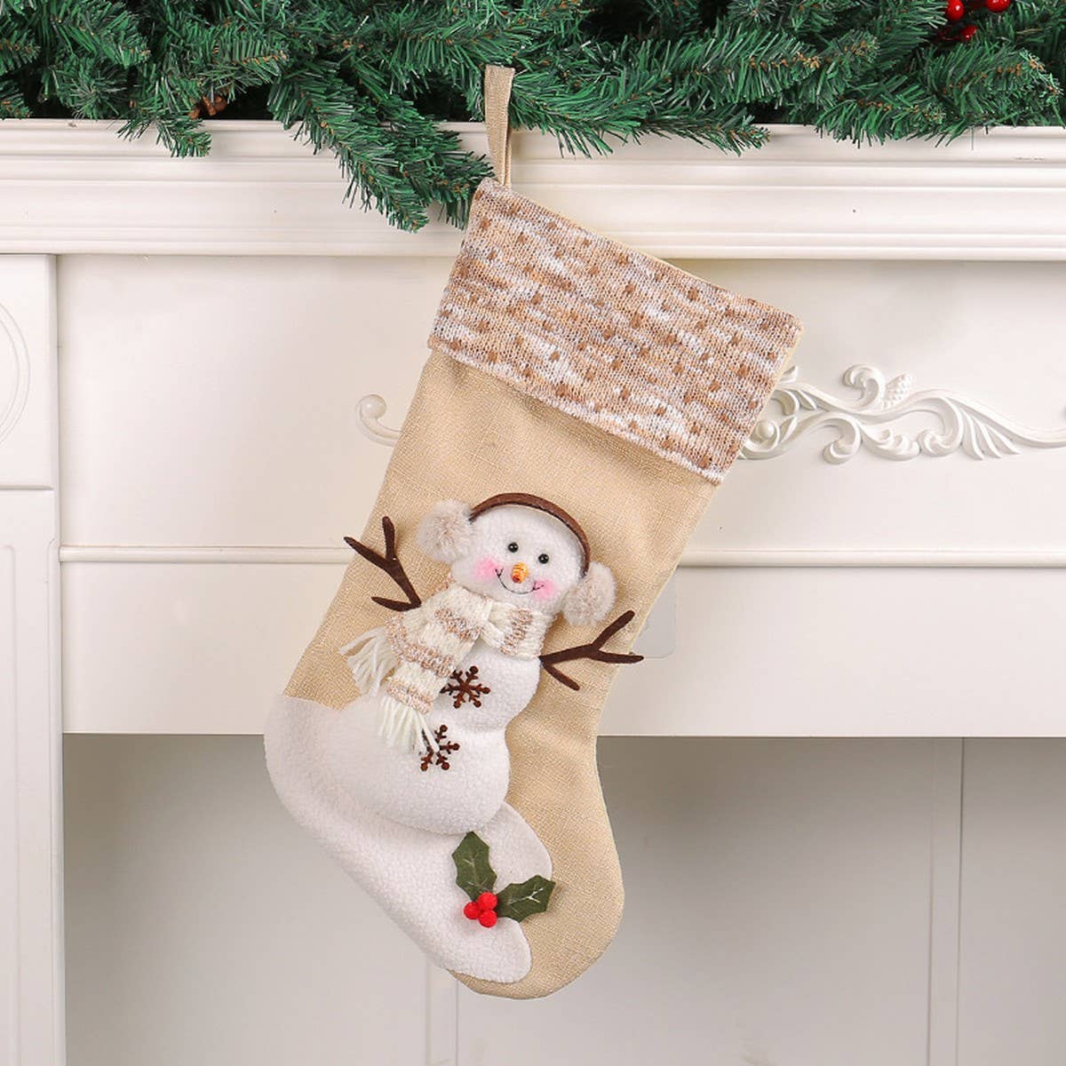 LARGE SNOWMAN CHRISTMAS SOCK STRIPED GIFT BAG_CWMS1445