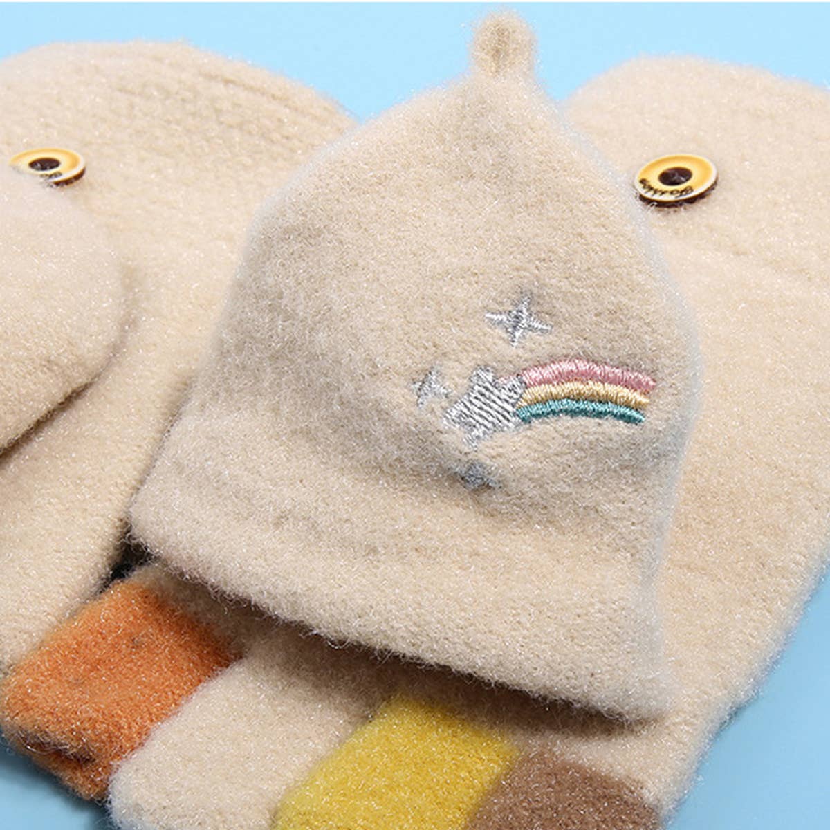 CARTOON STAMPED PLUSH KNITTED GLOVES_CWAG0128