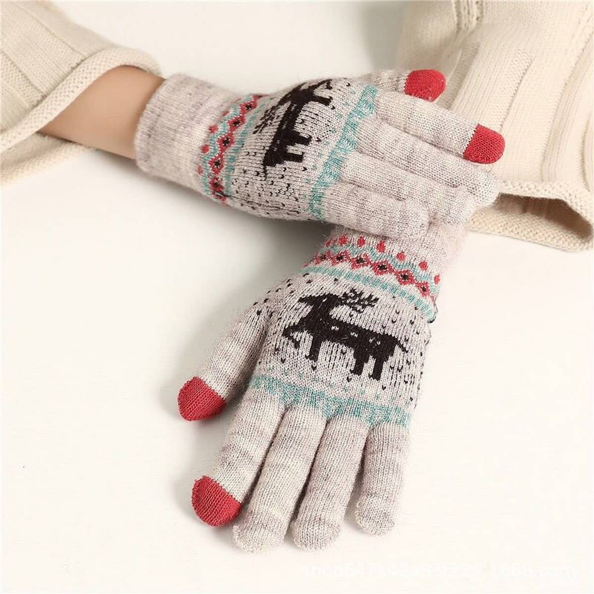 CWAG00574_UNISEX WINTER REINDEER OUTDOOR WARM GLOVES