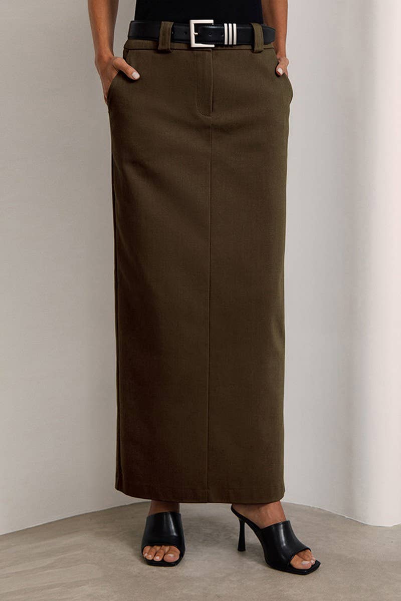 CWBLS0362_SOLID COLOR CASUAL SLIM FIT A-LINE SKIRT