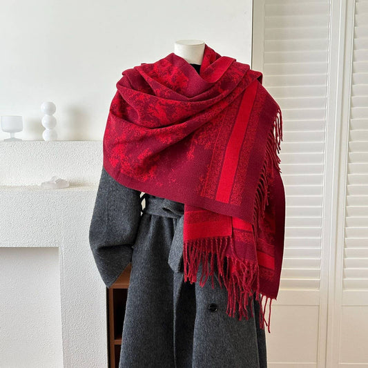 CWASC03141_VINTAGE REVERSIBLE SCARF BOHO WINTER WARM SHAWL