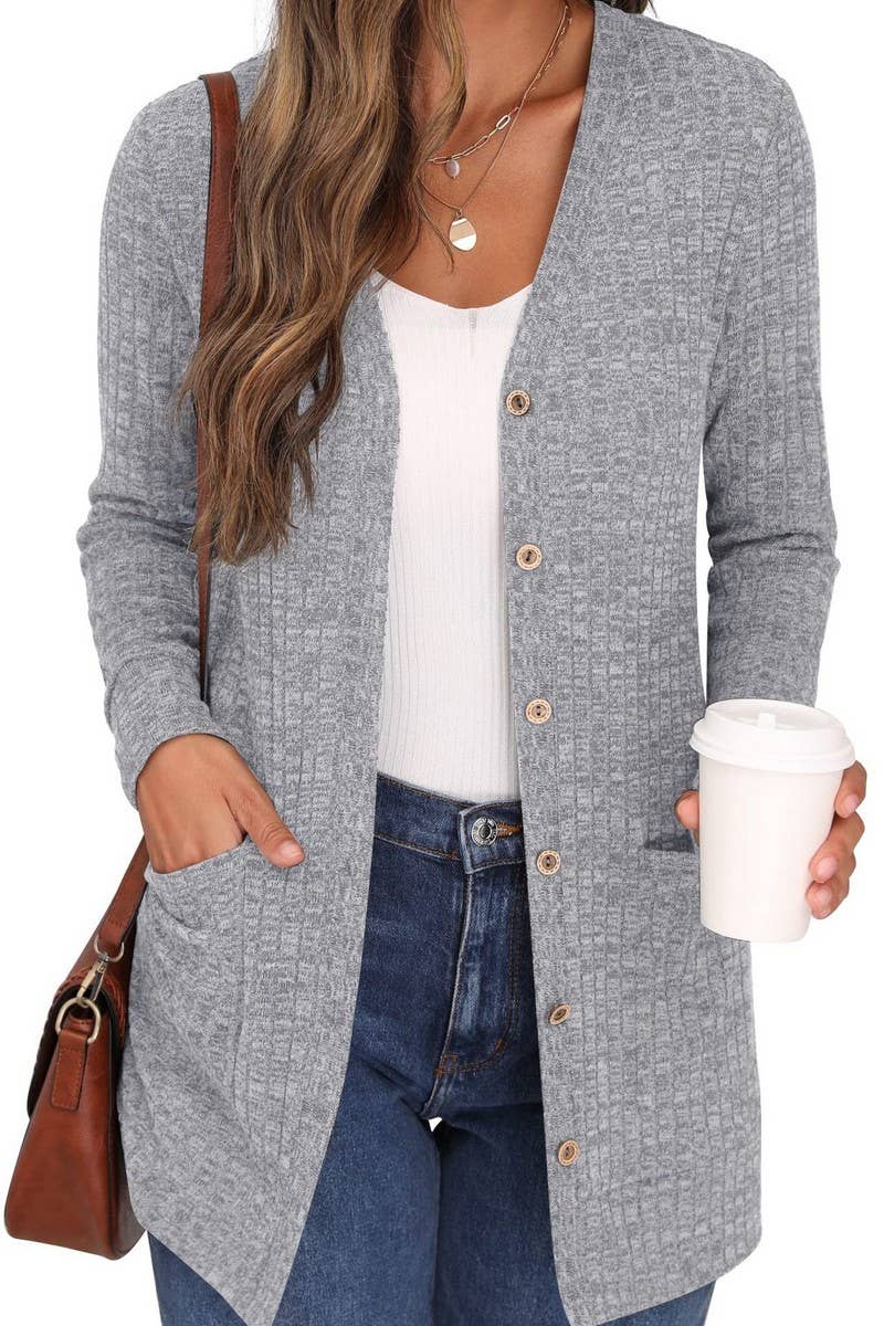 CWOCAL0569_Button Down Long Sleeve Casual Top