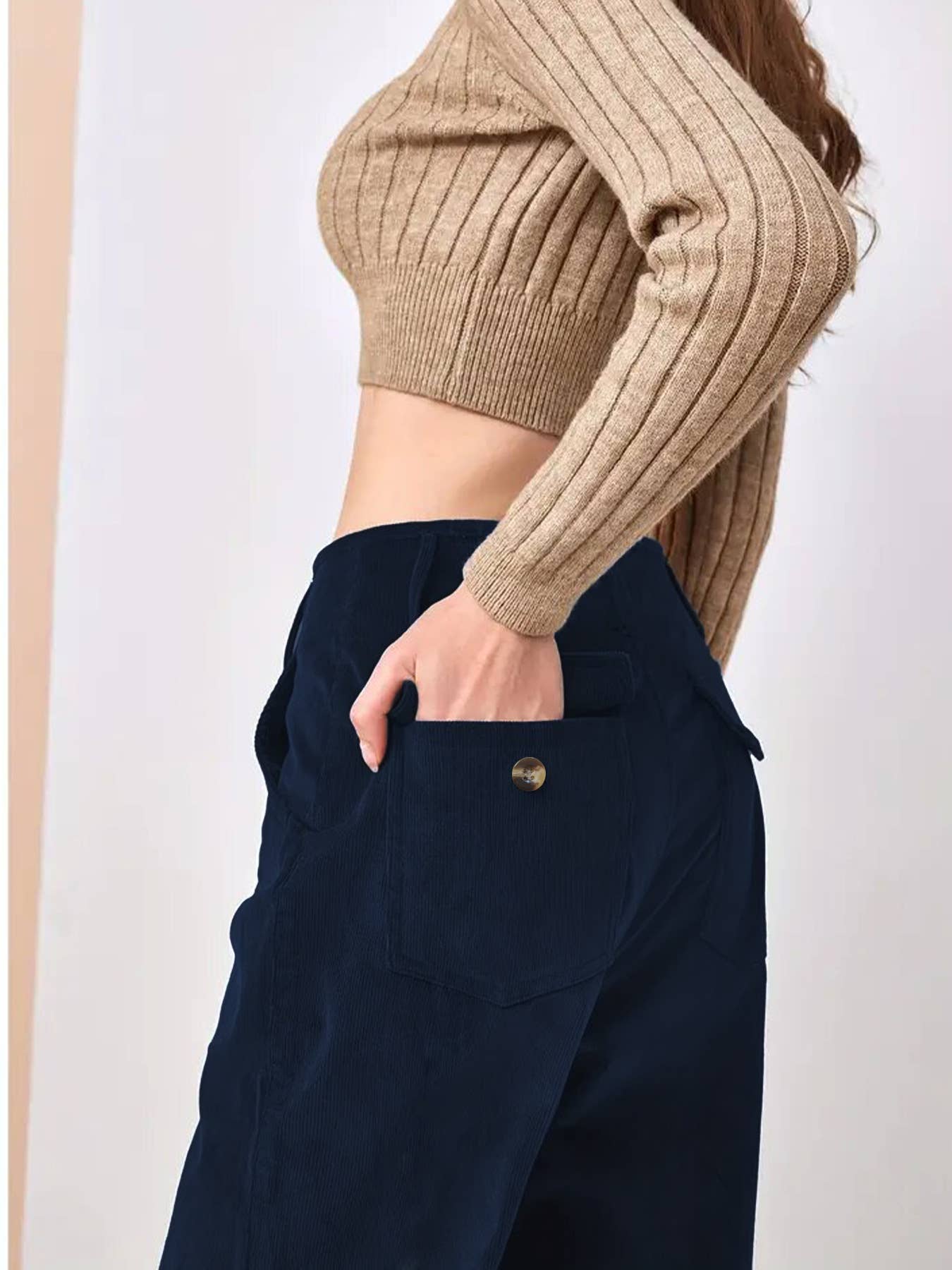 SLIM SLIM CASUAL STRAIGHT PANTS WITH HIGH WAIST