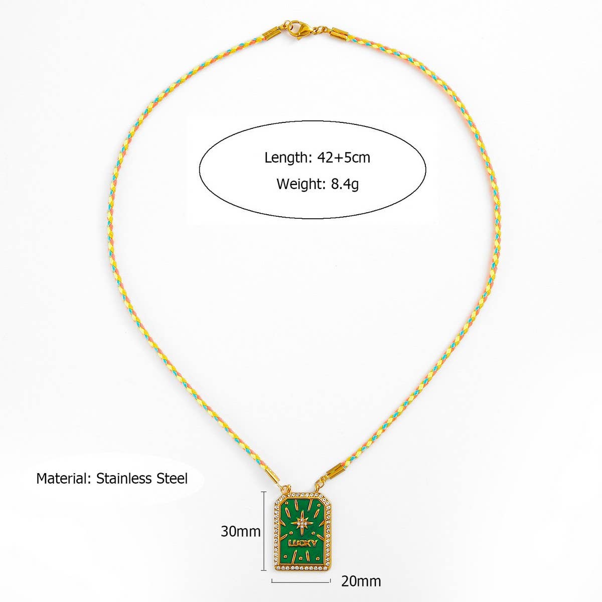 Vintage 18K Steel Tarot Card Pendant Necklace