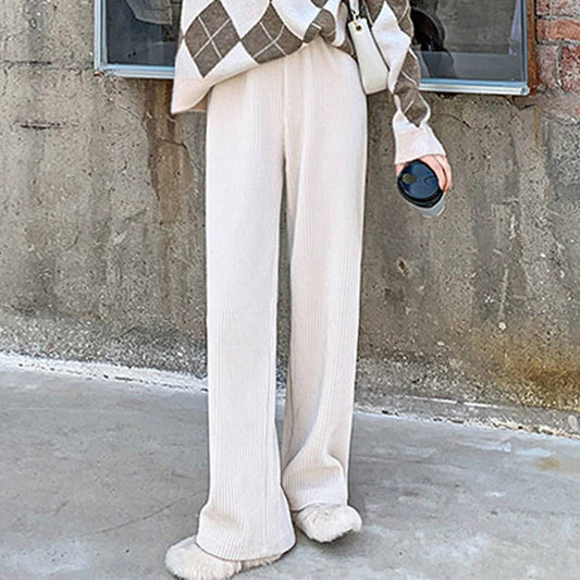 FLOOR-LENGTH HIGH WAISTED WIDE LEG STRAIGHT PANTS