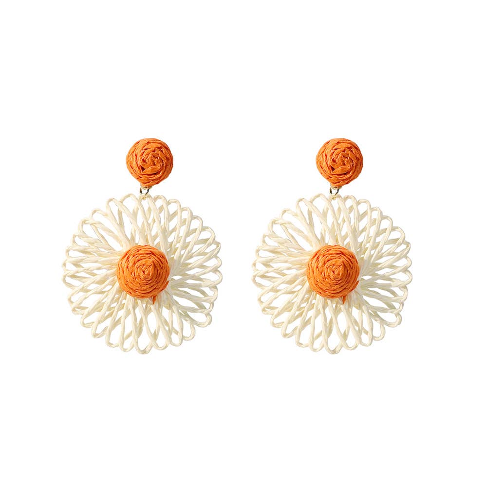 Bohemian vacation woven Raffia grass earrings