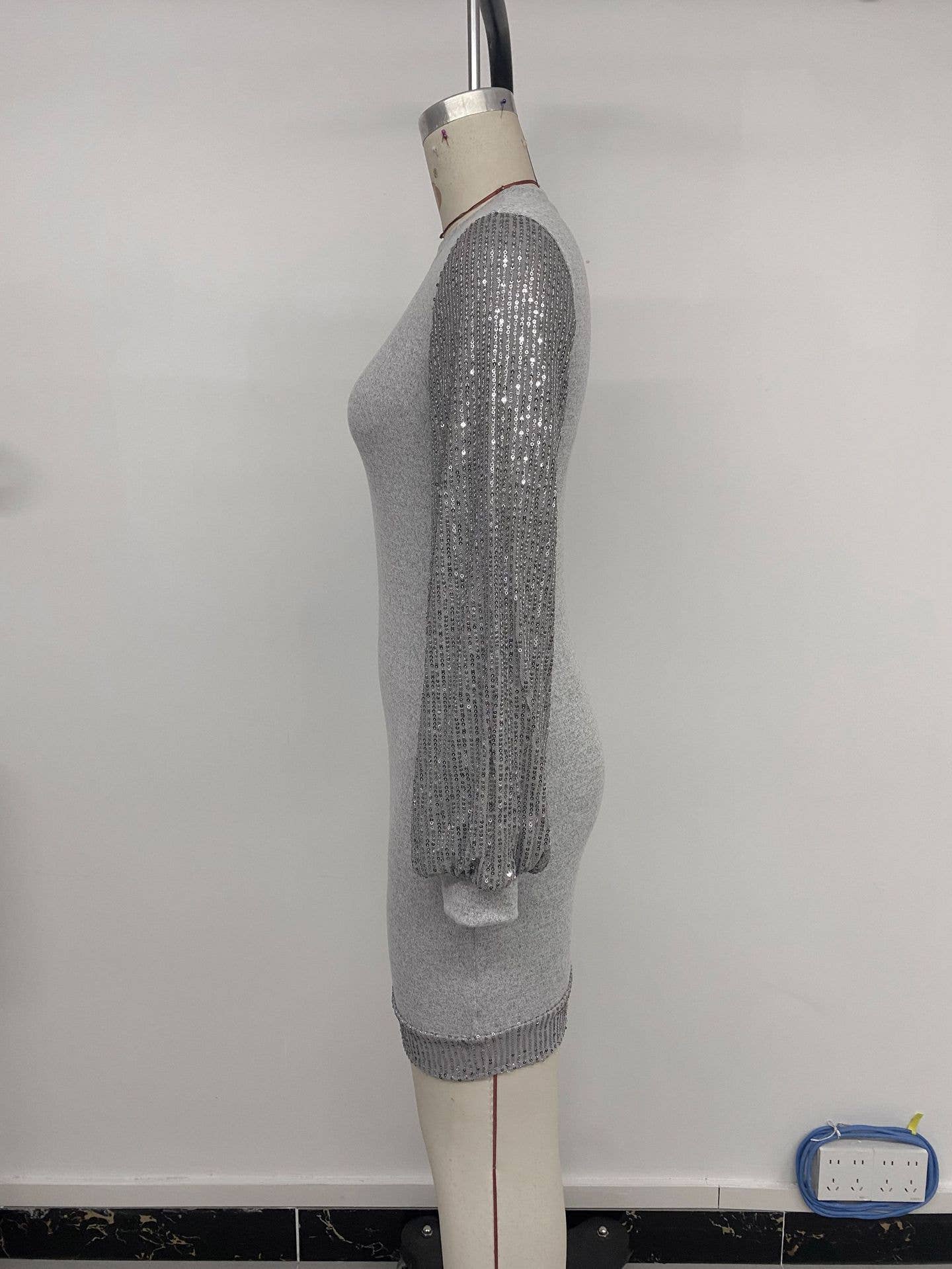 Sequined body-hugging knitted dress