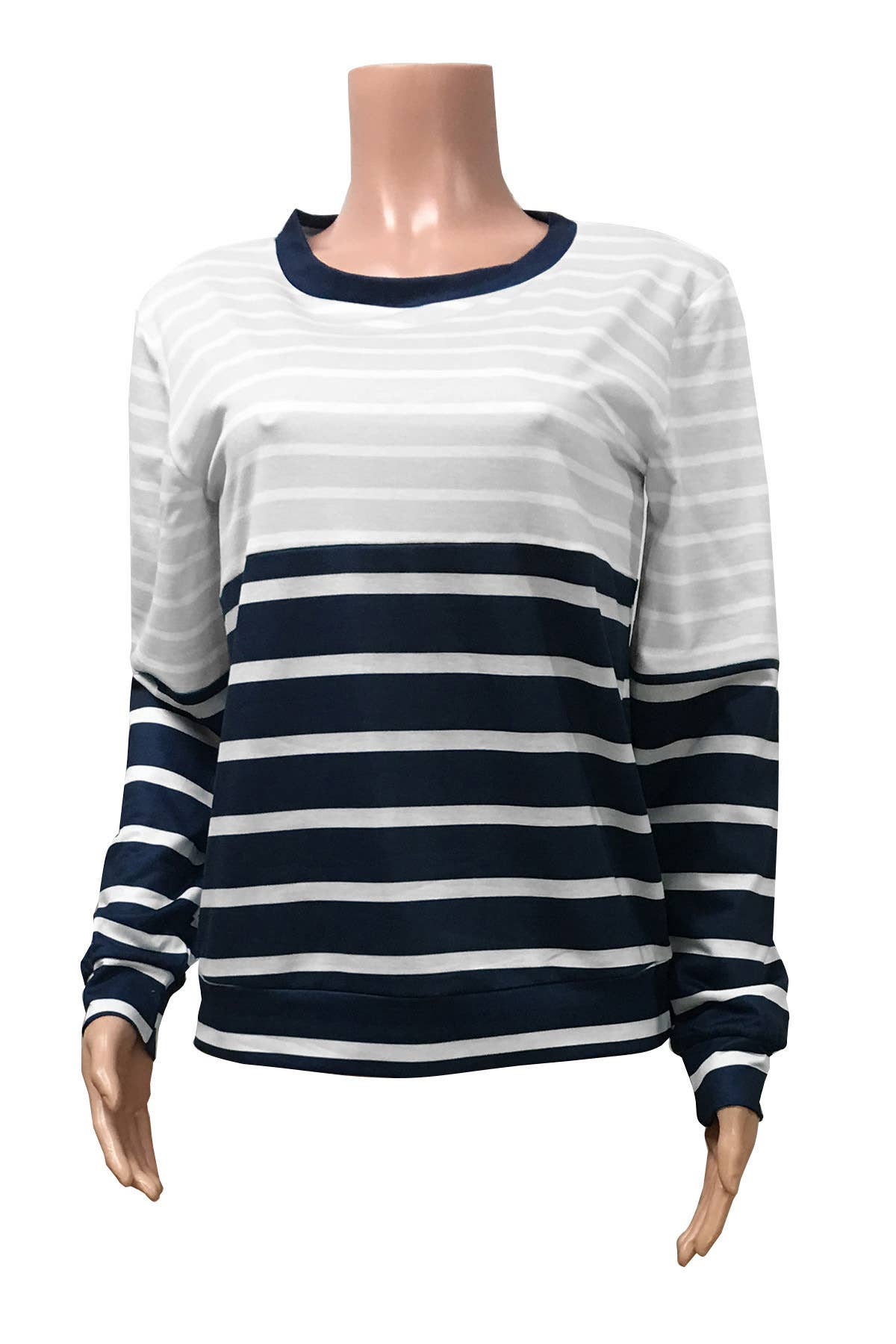 STRIPED COLOR PATCHWORK LONG-SLEEVED HOODIE