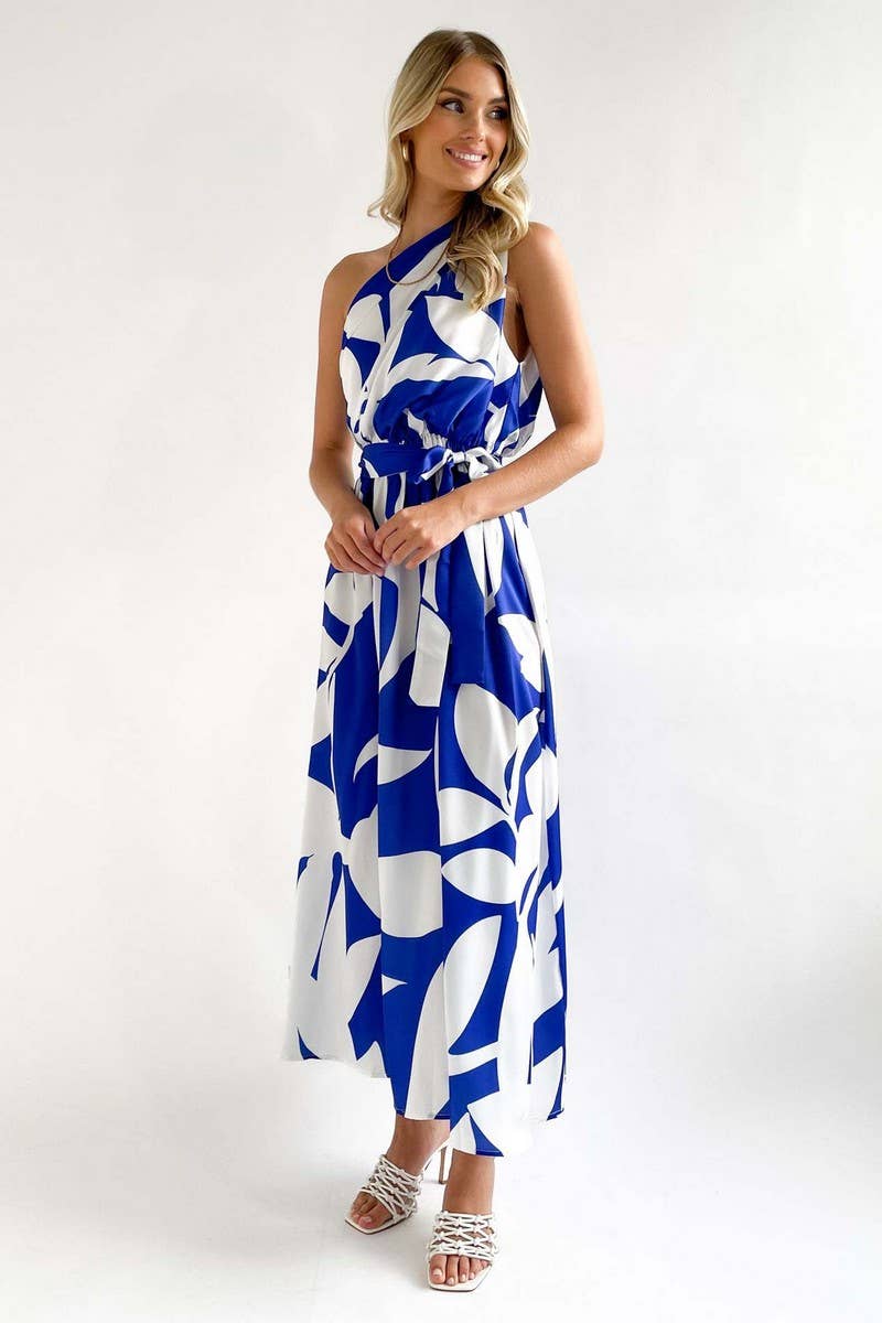CWDMD1611_SLANT SHOULDER SLEEVELESS SEXY PRINT MAXI DRESS