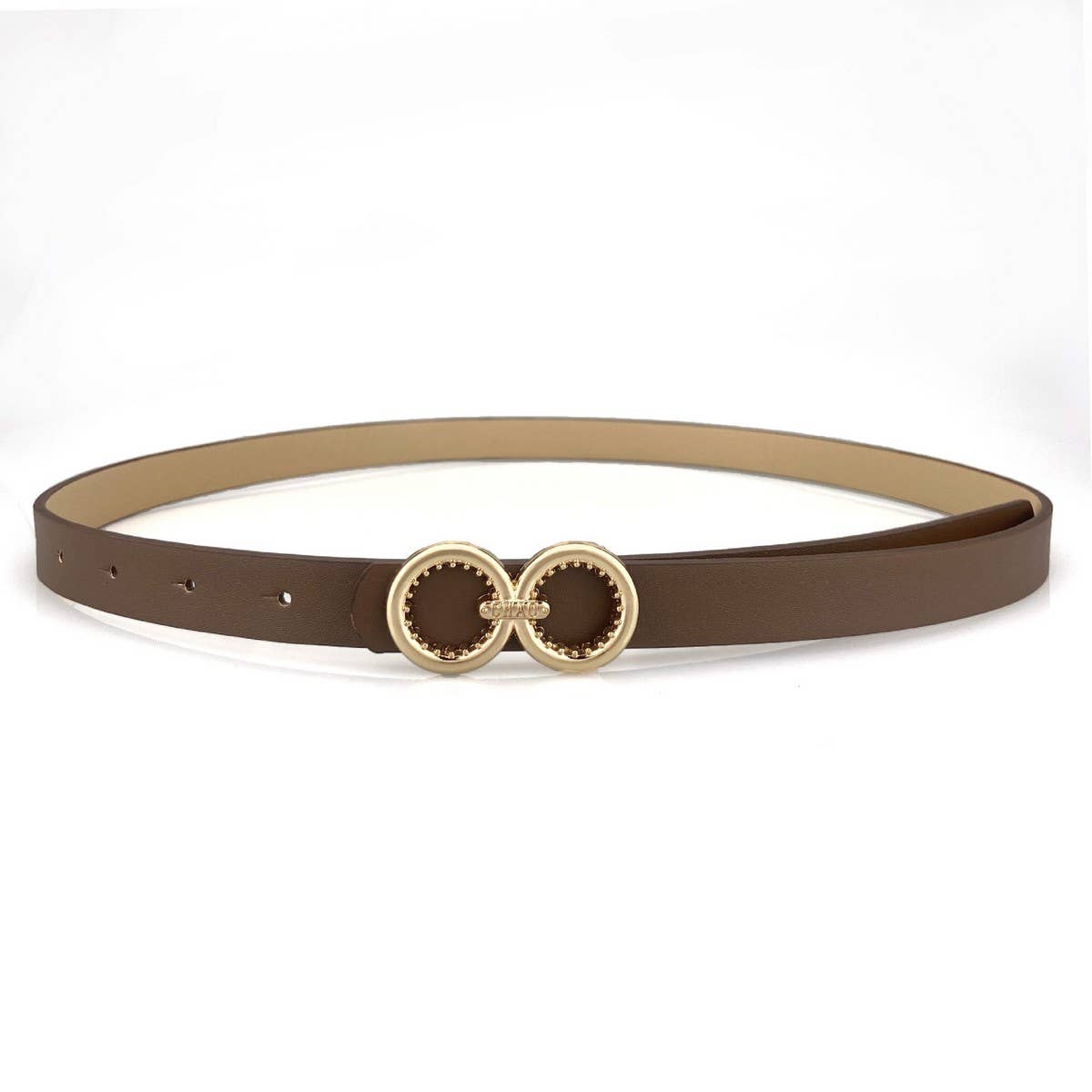 DOUBLE ROUND BUCKLE VERSATILE WOMEN'S THIN BELT_CWABE0693