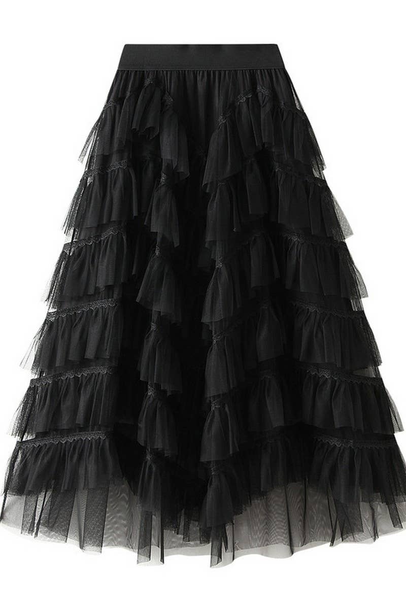 CWBLS0523_LAYERED TULLE CAKE SKIRT WITH FLOWY A-LINE SHAPE