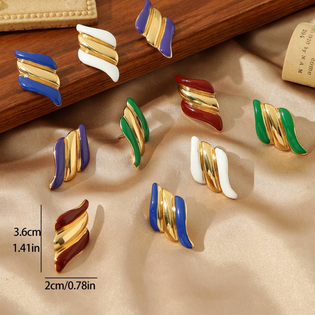 COLORFUL OIL DROP ANGEL WINGS TEXTURE EARRINGS