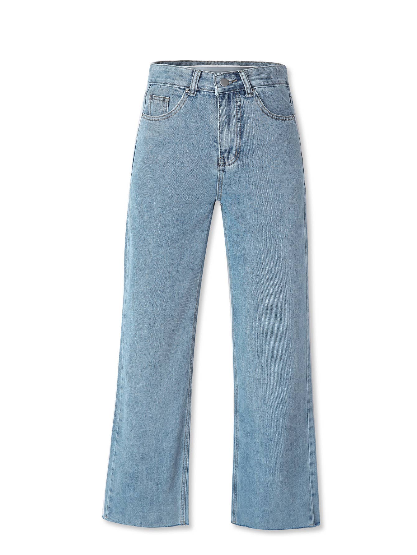 Solid color wide leg straight leg denim pants