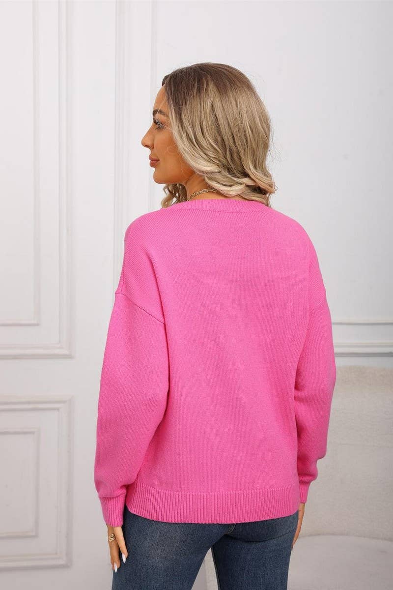 CWOSWL07588_LOVE HEART LOOSE VALENTINE'S DAY KNITTED SWEATER
